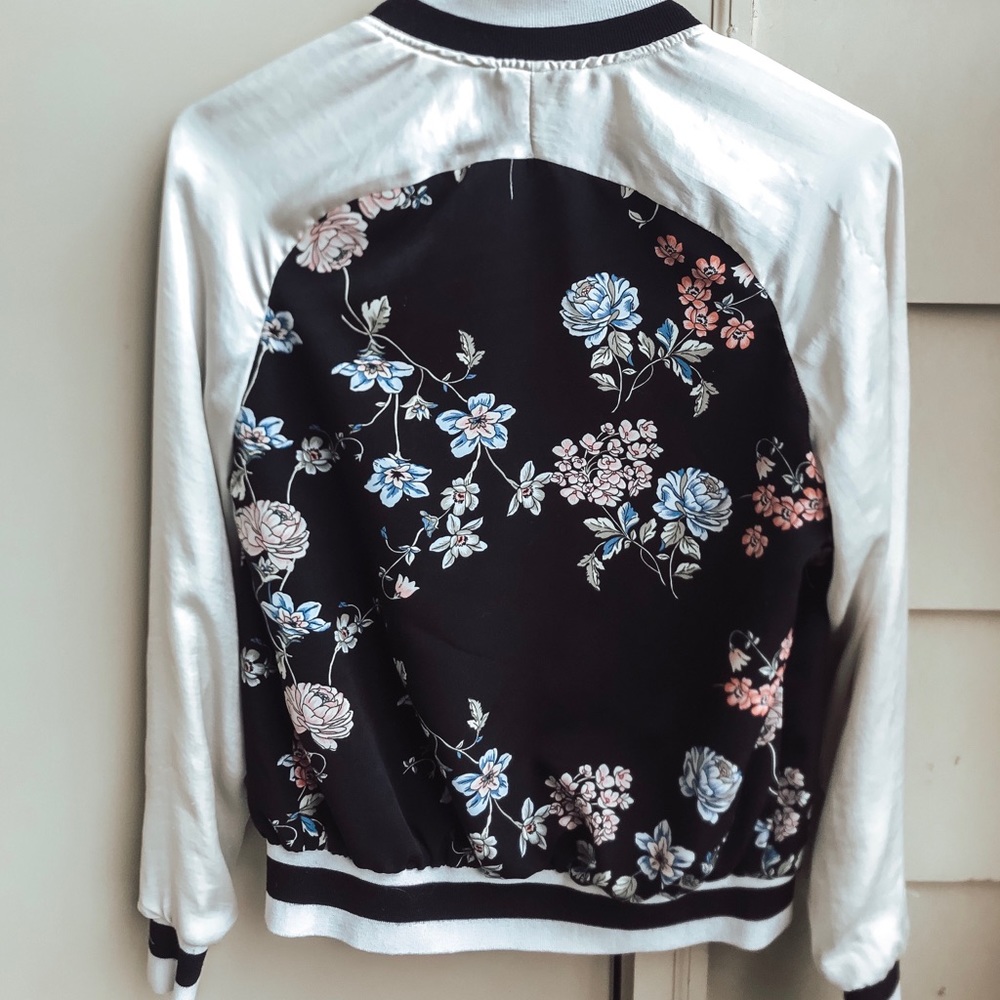 Lightweight Silk Floral Bomber Jacket
